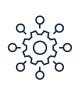 pictogramme en forme de rouage avec plusieurs connexions